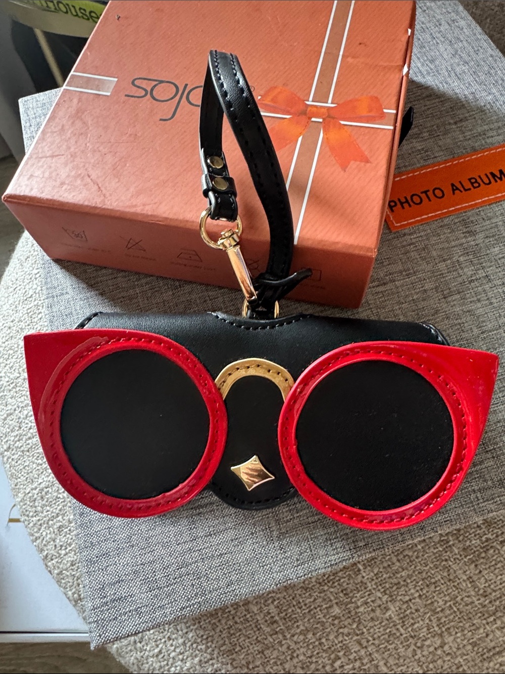 Black and Red Sunglasses case Wristlet - Women Accessories